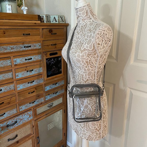 Men's Clear Crossbody Size MD Handbag for Stadium Events - NWT - Gray - Picture 4 of 7